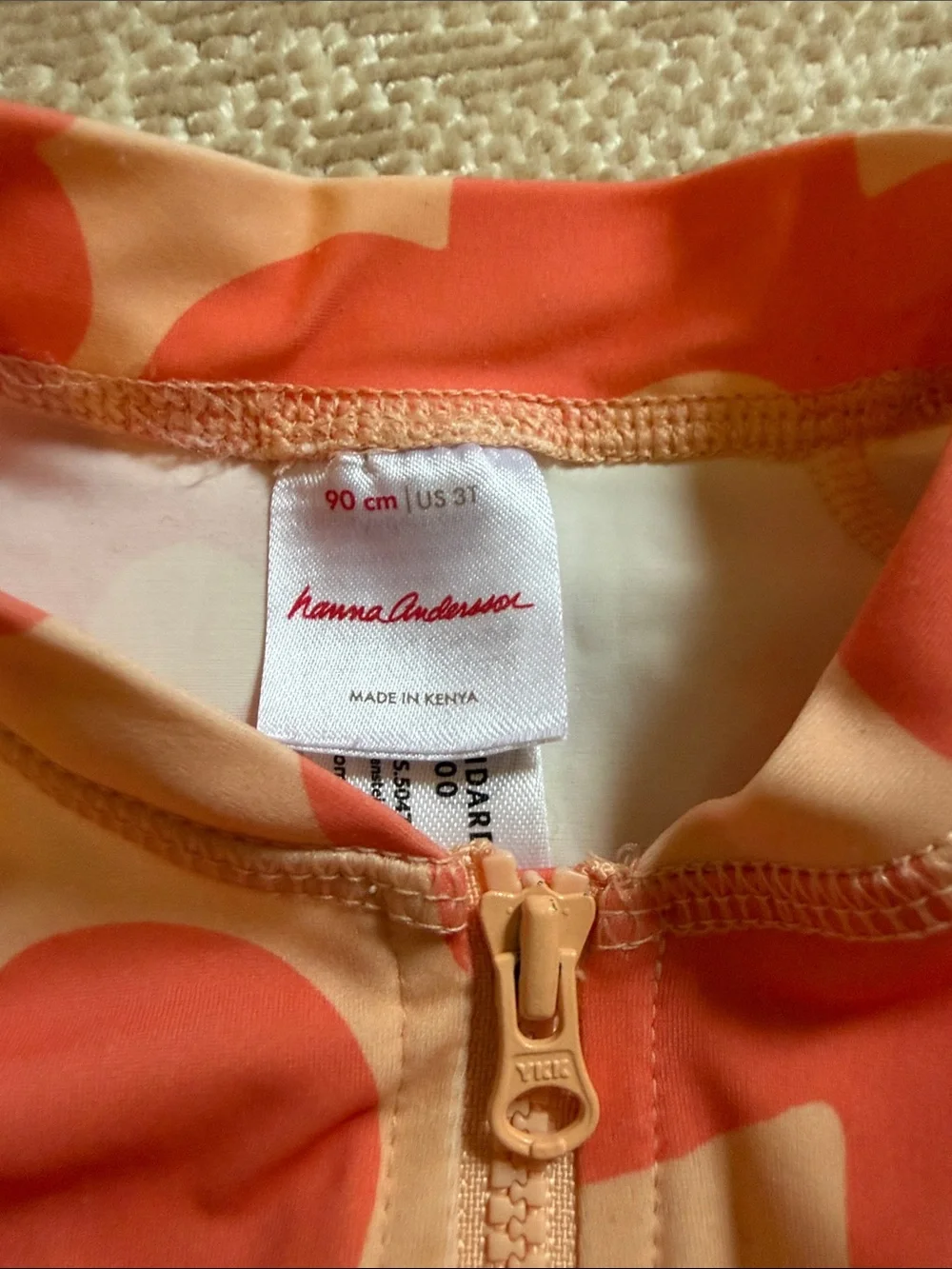 Hanna Andersson one piece rash guard swimsuit 3T coral flowers